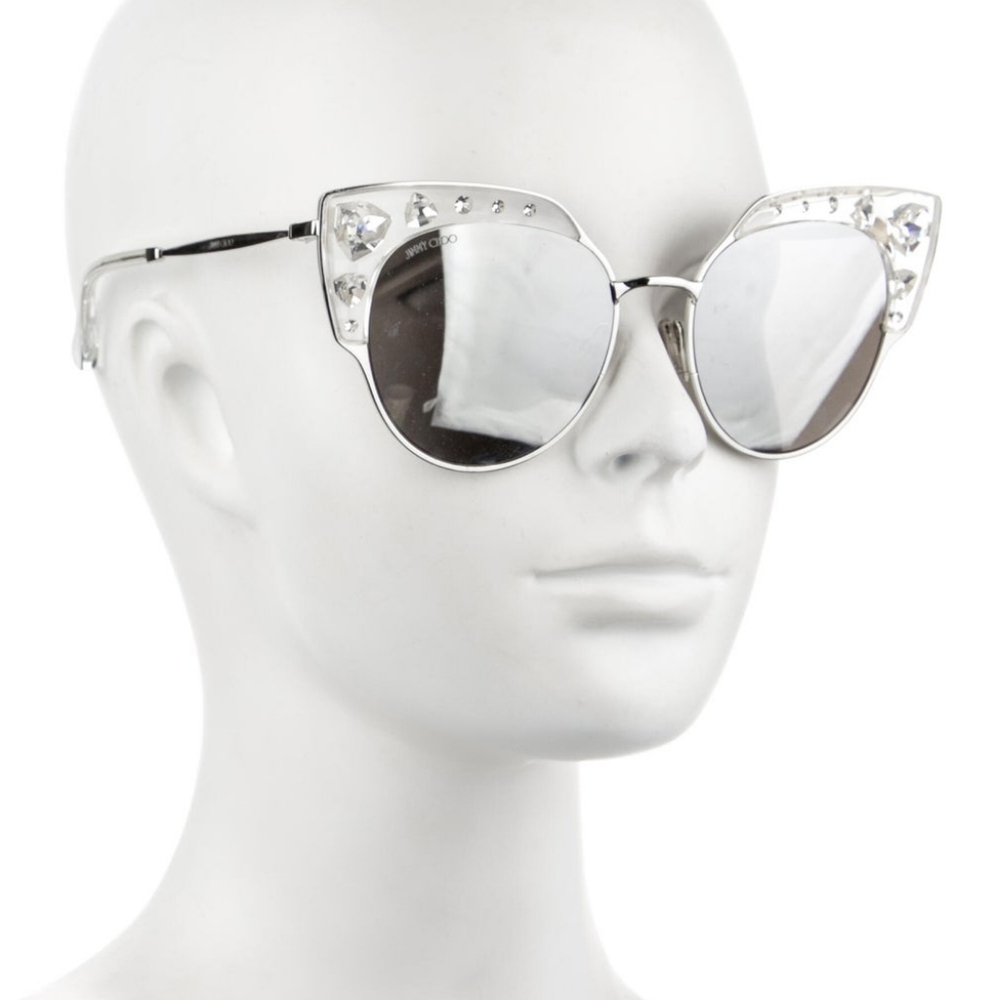 Jimmy Choo Silver Embellished Cat-Eye Sunglasses